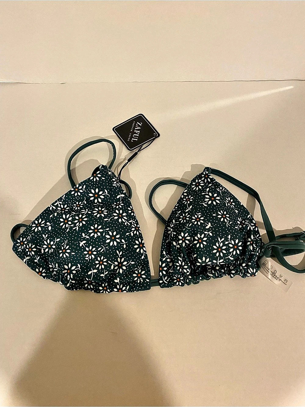 ZAFUL Floral Green Bikini Top NWT